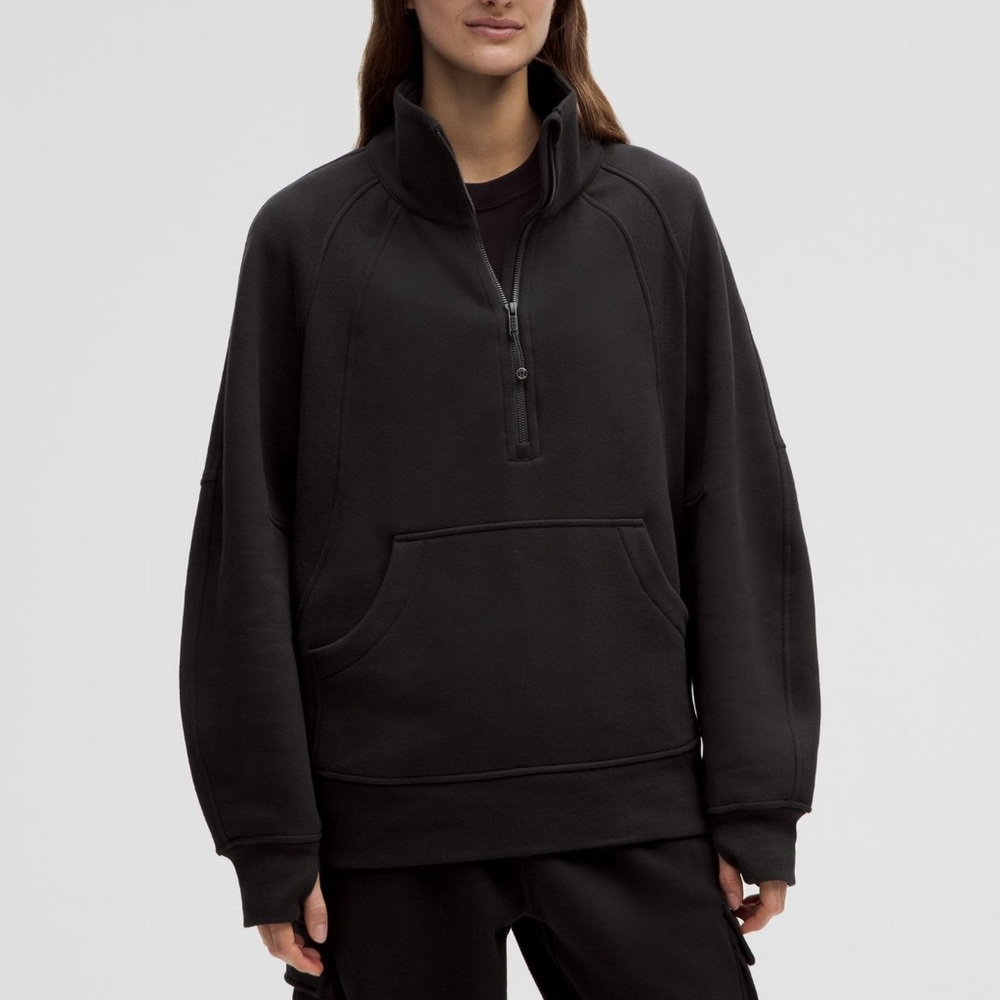 Black Lululemon Scuba Oversized Funnel-Neck Half-Zip Long Sweatshirt